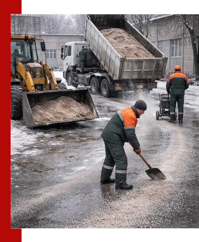 Реагент против гололеда с доставкой и нанесением в Севастополе