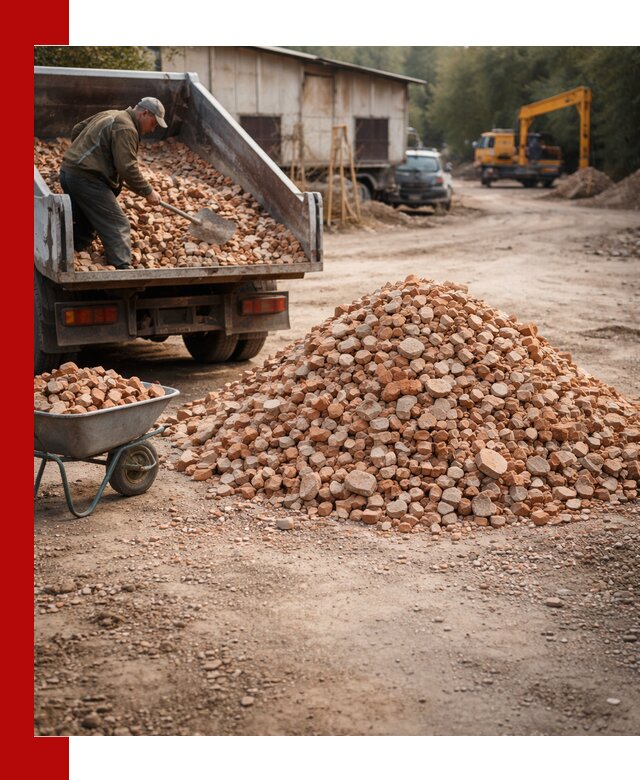 Доставка и подушка из боя кирпича с разгрузкой в Севастополе