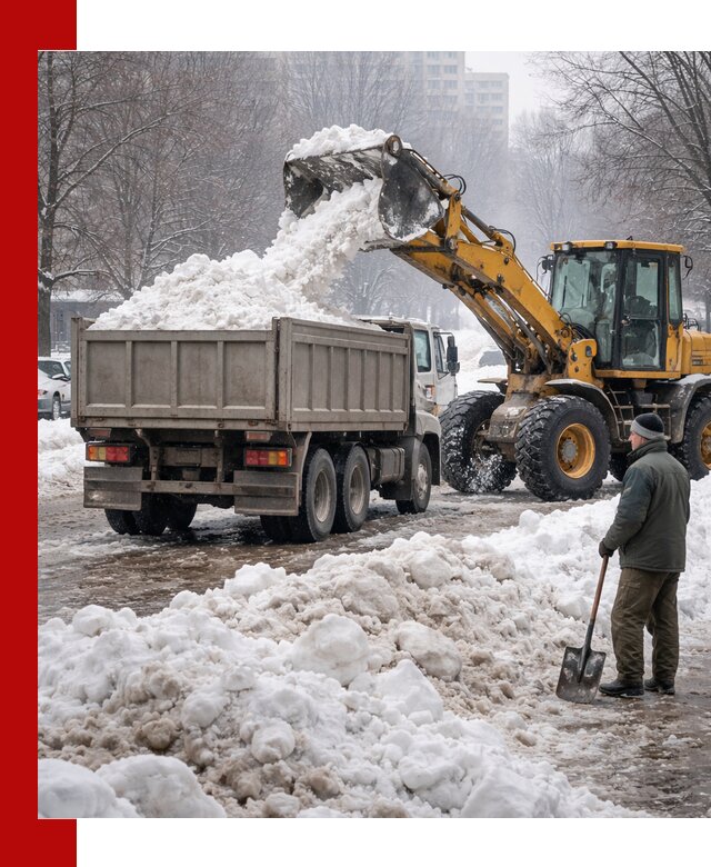 Вывоз снега грузовой техникой в Севастополе оперативно и чисто