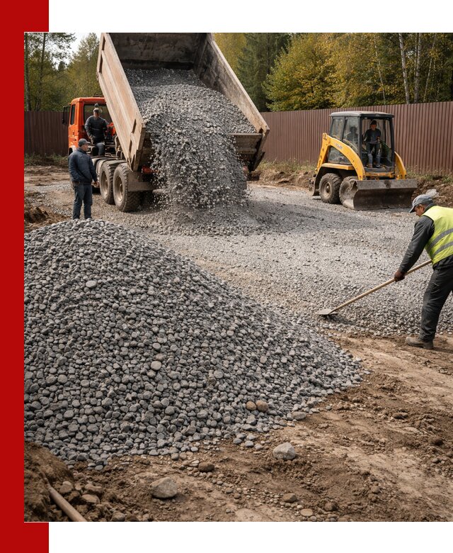 Отсыпка участка щебнем с доставкой и уплотнением в Севастополе